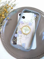 iPhoneケース　スマホケース　ハンドメイド　スマホリング　押し花