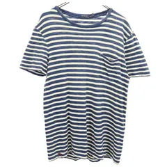 ポロバイラルフローレン ボーダー 半袖 Tシャツ M ネイビー系 Polo by Ralph Lauren 胸ポケット メンズ 【中古】  【230527】 メール便可