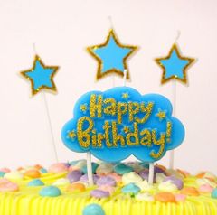 HappyBirthdayキャンドル ロウソク 文字 ピンク ブルー 2個