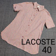 『LACOSTE』ラコステ レディース 半袖シャツ チェック柄 カジュアル キレイめ オフィス デート レッド ブルー ホワイト 大きいサイズ サイズ40