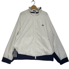 adidas/アディダス スリーライン ナイロンジャケット ブルゾン ワンポイント刺繡 オーバーサイズ ビッグシルエット THAILAND製 メンズ XL ホワイト