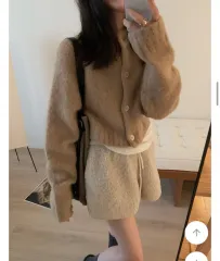 ニット カーディガン ボアフリース ショートパンツ セット セットアップ