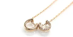Miaomyao ミャオミャオ キュービックジルコニア ピンクゴールド 幸運のお守り ダブル ツイン 馬蹄 蹄鉄 ホースシュー ネックレス アクセサリー レディース 誕生日 記念日 プレゼント ポーチ セット(ピンクゴールド,  小さめ)