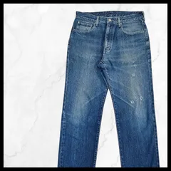 UNIQLO ダメージ加工 ブルー ストレートデニムパンツ 青