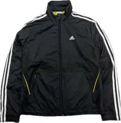 adidas ☆ ナイロンジャケット ウィンドブレーカー ブラック イエローライン 黒 S スポーツ トレーニング 人気 定番 アディダス■FE244