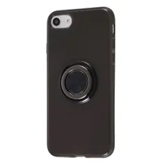 iPhone SE 第3世代/SE 第2世代 / 8 / 7 TPUソフトケース リング付/ブラック/ブラック