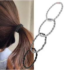 [Herbeluemily] ヘアゴム 黒 モノトーン 4本セット 髪ゴム 大人 お洒落 ベーシック シンプル A [Aタイプ]