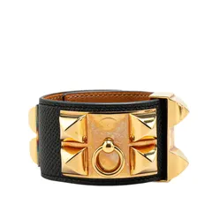 HERMES エルメス　コリエドシアン　ブラック/ゴールド金具 HERMES】レザーブレスレット コリエドシアン ゴールド金具×ブラック