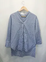 ◇ Θ BEAMS HEART ビームス ハート ストライプ柄 長袖 シャツ サイズ表記なし ブルー系 レディース E  【1508060006509】