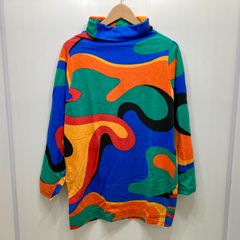 トルコ製 SYNOPSIS 長袖Tシャツ Mサイズ マーブル模様 L/S TEE ボトルネック タートルネック