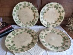 フランス アンティーク　サルグミンヌ Geranium　ゼラニウム　模様付き　　陶器　　4枚セット　1900年