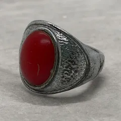 指輪 リング 赤 シンプル 17号 インディアンジュエリー シルバー 70 ブラス 30 アクセサリー ビンテージ 50s ~ 60s 70s 80s ナバホ族 サントドミンゴ族 天然石 メンズ レディス 一点物 アンティーク V  1000 p20/