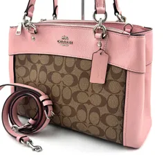 💎期間限定セール💎✨Rare Color✨COACH Signature Shoulder Bag handbag Pink beige コーチ シグネチャー 2WAY ハンドバッグ ショルダーバッグ 肩掛け 斜め掛け ピンク PINK 希少 レア 大人気