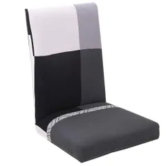 【新品・即日発送】ブラックチェック柄 - 伸縮性 ポリエステル生地 取り外し可能 背もたれ+座面 座椅子カバー 椅子カバー Blesiya B