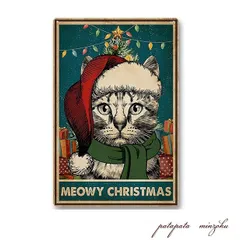 サバ白  サンタクロース  クリスマス  メタルプレート  ブリキ看板  アンティーク調  ねこ  ネコ  カフェ  ウォールプラッケ  ウォールサイン  プレート  店舗什器   カフェ   看板  ディスプレイ  オブジェ  小物  雑貨  パタパタ民族