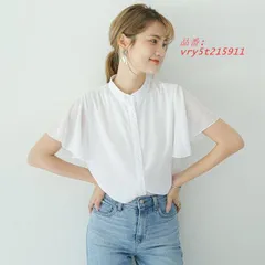 トップス ラッフルスリーブブラウス 半袖 シフォン シャツ ブラウス シフォン 涼しい フリル 半袖 レディース 夏 ゆったり  vry5t215911のサムネイル