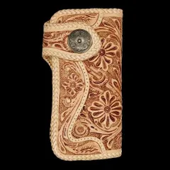 カービング財布 長財布  バイカーズ ライダーズ サドルレザー ウォレット ナガサイフ 花柄B