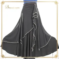 社交ダンス 衣装 スタンダード スカート レッスンウェア 練習着 女性用 レディース オールシーズン Leirena レイリーナ 黒 ブラック系 シンプル ダンス練習服 フレアスカート スカート丈85cm ウエストゴム 伸縮性あり ポリエステル おしゃれ