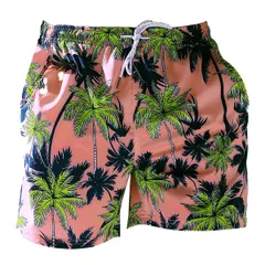 水着 メンズ サーフパンツ 水陸両用 海パン 短パン ハーフパンツ オシャレ メッシュインナー 通気速乾 ポケット付き プール 旅行 b0216 pink coconut flower S|M|L|XL|3L(XXL)