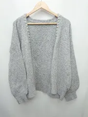 ◇ Re:EDIT リエディ 装飾パール セーター 長袖 ニット カーディガン サイズM グレー レディース P  【1403180003592】