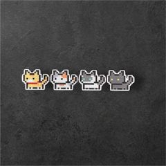 ピクセルネコ 4匹セット かわいい猫 防水反射ステッカー