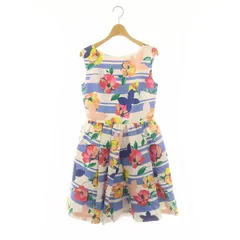 チェスティ Chesty ボーダーノースリーブフレアワンピース 膝丈 花柄 0 オフホワイト マルチカラー /DO ■OS