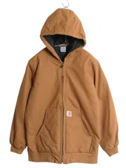 【お得なクーポン配布中!】 US企画 カーハート アクティブ ジャケット キッズ XL メンズ S ブラウン ダック パーカー 中綿 キルティング ライナー ブルゾン フルジップ