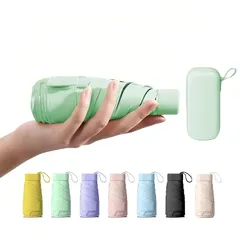 TVVTO 軽量折り畳み傘 超軽量ポータブル折りたたみ傘 小さなかわいい 持ち運びに便利 晴雨兼用 紫外線遮断 高強度グラスファイバー 6本骨 日焼け防止 人気 折り畳み傘 耐風撥水 小型 おしゃれ 手動 レゼント 耐久 収納ポーチ付き 1