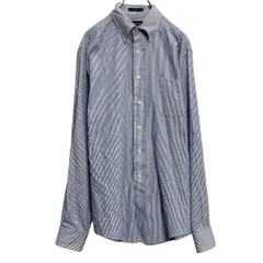 CHAPS 長袖 ストライプシャツ チャップス L ブルー ボタンダウン ポケット 古着卸 アメリカ仕入 a701-5678