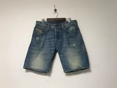 本物ディーゼルDIESELコットンダメージ加工デニムハーフショートパンツミリタリーサーフアメカジワークスーツゴルフメンズ青ブルー30Mチュニジア製