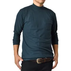 長袖Tシャツ 《ネイビー》 新品 未使用 ロンT 鹿の子 ハイネック モックネック【C6R】【メール便2】 ファッション メンズ トップス 