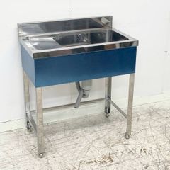 未使用B品 左水切台付き1槽シンク W750×D450×H800 流し台 ステンレスシンク 業務用シンク 厨房