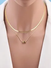 ジュエリー レディース ネックレス セット 2 個ステンレス鋼ポリッシュ星型ペンダント穿孔電気メッキスネークチェーンダガーブレードチェーン女性の日常着アクセサリー