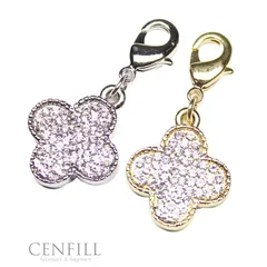 アクセサリー チャーム クローバー 18Kプレーティング バッグチャーム イニシャル チャーム  ストラップ アルファベット キーホルダー キラキラ パーツ ファスナー ストラップ DIY かわいい レディース マスク チャーム マスクチャーム