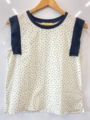 e110⚫︎Droite lautreamont⚫︎ドロワット ロートレアモン⚫︎ドット柄⚫︎ノースリーブ⚫︎ブラウス⚫︎シャツ⚫︎size2⚫︎白×緑
