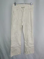 ◇ Θ Classical Elf クラシカルエルフ 裾フリンジ デニム バギーパンツ サイズM ホワイト レディース E  【1409240058892】