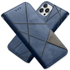 ZHUAZHULE iPhone12 Pro ケース 手帳型 アイフォン12Pro 財布型 レザー スマホケース カード収納 マグネット式 スタンド機能 高級PUレザー 携帯カバー 耐衝撃 レンズ保護 擦り傷防止 ストラップホール付き おしゃれ 人気 （ブルー