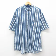 XL/古着 半袖 シャツ メンズ コットン ボタンダウン 紺他 ネイビー ストライプ 25may14 中古 トップス