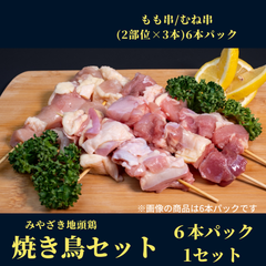 みやざき地頭鶏（じとっこ）／焼き鳥セット 6本パック／冷凍