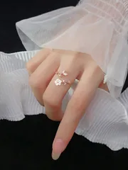 リング レディース シングル 925スターリングシルバー リング 貝殻 パール フラワーモチーフ ワンサイズ ウィメンズジュエリー 重ね着け可能