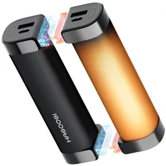 旅行 5V/2A急速充電 持ち運びやすい 超軽量 小型 出張 【新型磁気式/分離式設計】 14時間連続発熱可能 10000mAh 大容量 プレゼント用 モバイルバッテリー機能 電気カイロ 3階段温度調節 3秒急速発熱 (ブラック) 360°全面 充電式カイロ