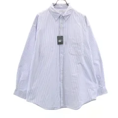 未使用 FREAK'S STORE フリークスストア ストライプ柄 長袖 オックスフォード ボタンダウンシャツ L ホワイト オーバーサイズ メンズ 古着