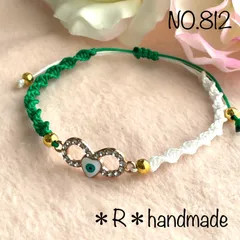 ハンドメイド　ミサンガ　アンクレット　白×グリーン　レディース　メンズ