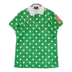 サイズ：2 PEARLY GATES パーリーゲイツ  半袖ポロシャツ ロゴ刺繍 ゴルフボール 総柄 グリーン系 [240101247806]# ゴルフウェア レディース ストスト