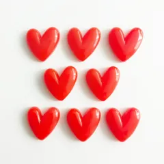 大きめカボション ハート型20mm 8個入 レッド [№ 107RD] アクリル 立体 軽量 貼り付け デコパーツ レジン アクセサリー ハンドメイド資材 パーツ屋