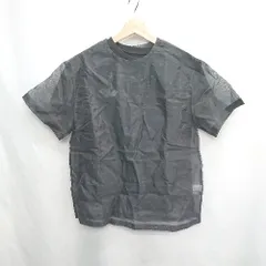 ◇ ⊂ LE CIEL BLEU ルシェルブルー オーガンザ オーバーレイTEE Tシャツ シアーシャツ サイズ36 ブラック レディース E  【1502180025167】