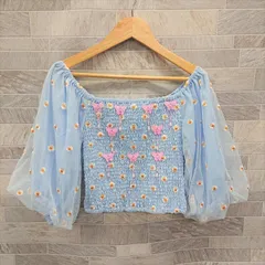 リバーズピア ビーズ フラワー 刺繍 オフショルトップス 07074