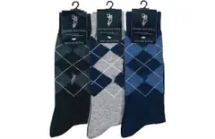 メンズソックス3足セット　ウエスタンポロテキサス紳士カジュアル靴下アーガイル柄