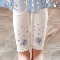 キッズ　女の子　ガールズ　雪の結晶模様ストーン付き　レギンス　綿混　通学通園　送料無料100 120 130 140 150サイズ