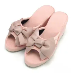 ヒールスリッパ 8cm 厚底リボンスリッパ レディースM(ピンク) 